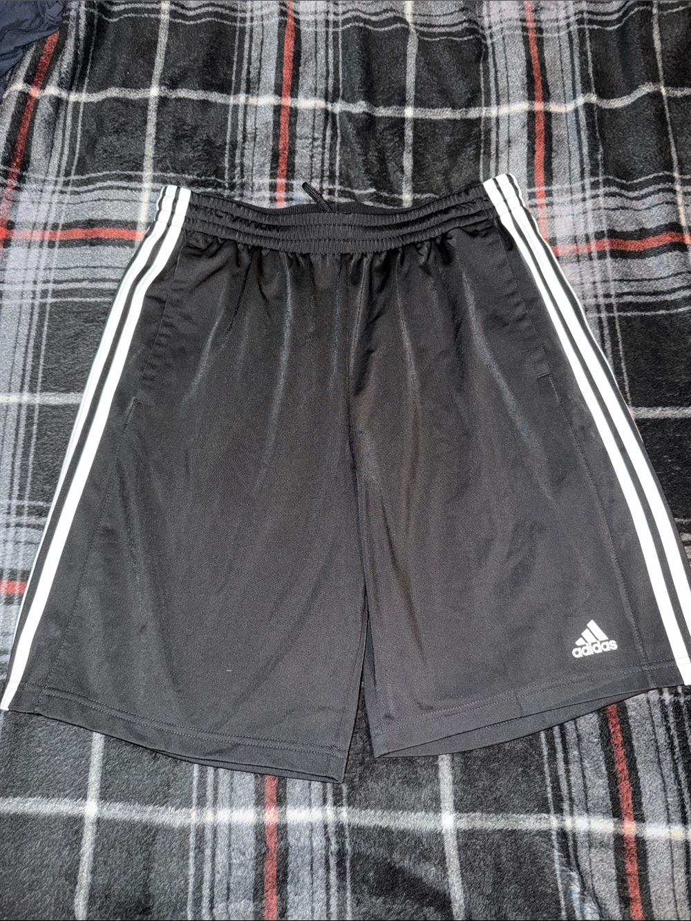 adidas Black Men’s Three-Stripe Athletic Shorts